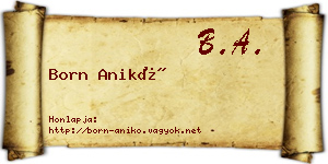 Born Anikó névjegykártya