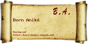 Born Anikó névjegykártya
